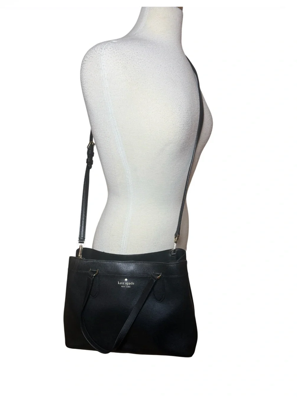 Kate Spade New York Sienna Satchel Black Leather with Detachable Strap-Like New